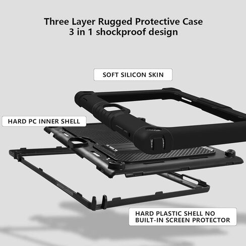 حافظة كمبيوتر لوحي Vankyo MatrixPad S10 مقاومة للصدمات وصديقة للأطفال وحزام كتف مدمج لجهاز ZZB zb10 zb01/Aoyodkg A38/VIVIMAGE A38 A10/Coopers YQ10S تابلت 10.1 بوصة (أسود + أسود) in Saudi Arabia