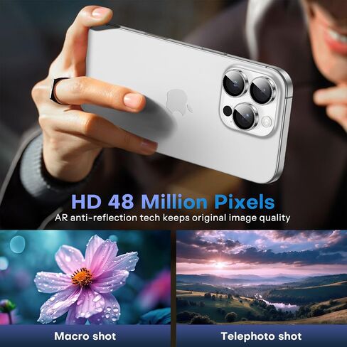 واقي عدسة الكاميرا OMOTON لهاتف iPhone 16 Pro Max/16 Pro، واقيات عدسات فردية رفيعة للغاية، صور عالية الوضوح، حلقة معدنية رفيعة للغاية من الألومنيوم، سهلة التركيب، مجموعتان in Saudi Arabia
