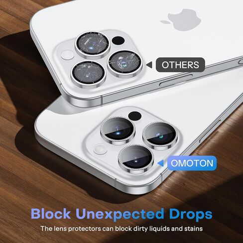 واقي عدسة الكاميرا OMOTON لهاتف iPhone 16 Pro Max/16 Pro، واقيات عدسات فردية رفيعة للغاية، صور عالية الوضوح، حلقة معدنية رفيعة للغاية من الألومنيوم، سهلة التركيب، مجموعتان in Saudi Arabia
