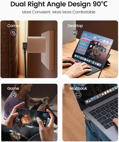 ORICO USB C to USB C Cable16.5Ft- Right Angle 100W PD, 20Gbps USB C Data Cable, 3.2Gen 2X2 USB C Cable, 4K UHD, Nylon Braided with E-Mark Chip for Thunderbolt3, Qculus Quest, MacBook Pro, iPad Pro in Saudi Arabia