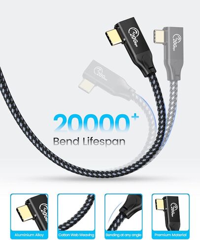 ORICO USB C to USB C Cable16.5Ft- Right Angle 100W PD, 20Gbps USB C Data Cable, 3.2Gen 2X2 USB C Cable, 4K UHD, Nylon Braided with E-Mark Chip for Thunderbolt3, Qculus Quest, MacBook Pro, iPad Pro in Saudi Arabia