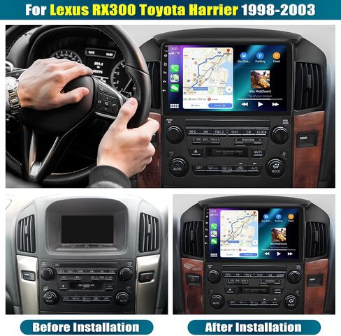 [2+64G] ستيريو سيارة Android 13 لسيارة Lexus RX300 Toyota Harrier 1998-2003 مع Carplay&Android Auto، راديو سيارة بشاشة لمس 9 بوصة مع وصلة مرآة GPS WiFi Bluetooth FM/RDS SWC EQ HiFi+كاميرا احتياطية in Saudi Arabia