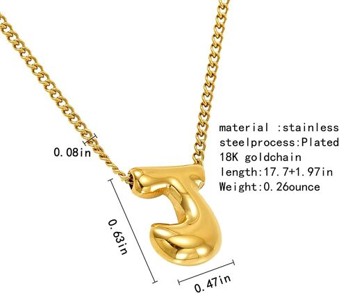 Ladies' Golden Bubble Letter Necklace 18K Gold Plated Bubble Gold Necklace Fashion Gift Jewelry Bubble Necklace Exquisite Titanium Steel Gold Necklace-M in Saudi Arabia