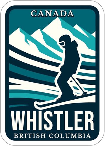 Whistler British Columbia Canada Sticker Vintage Decal Vinyl Small Waterproof for Water Bottle Mug Passport Scrapbook Notebook Laptop Tumbler Skateboard Computer Phone 4" ID44990 in Saudi Arabia