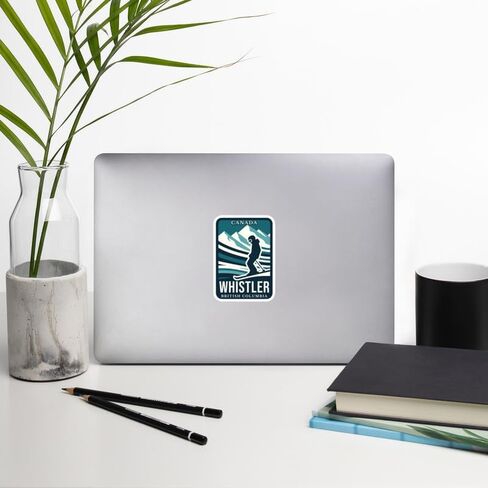 Whistler British Columbia Canada Sticker Vintage Decal Vinyl Small Waterproof for Water Bottle Mug Passport Scrapbook Notebook Laptop Tumbler Skateboard Computer Phone 4" ID44990 in Saudi Arabia