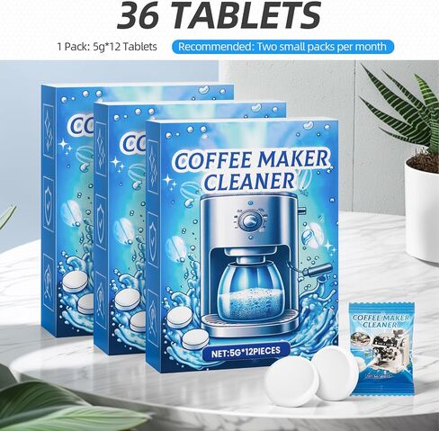 Coffee Machine Cleaner Descaler Tablets (36-Pack) – Deep Clean for Grease and Grime Removal, Compatible with All Coffee Makers in Saudi Arabia
