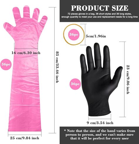 60 Pair Field Dressing Gloves Deer Gutting Hunting Cleaning Mittens Accessory Kit Include Disposable Arm Gloves and Short Nitrile Gloves Combo with 60 Pcs Rubber Bands Black Orange in Saudi Arabia