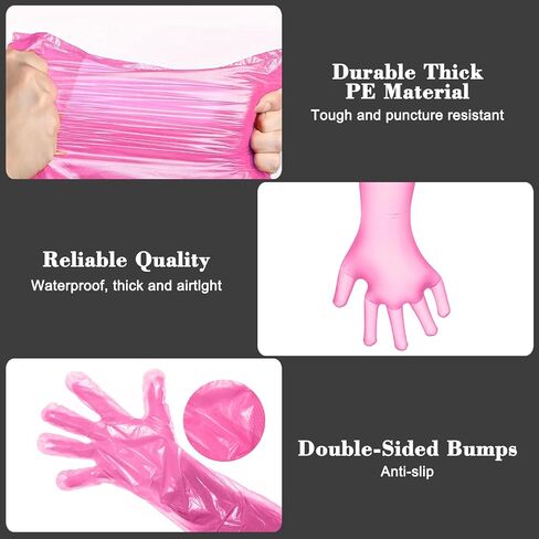 60 Pair Field Dressing Gloves Deer Gutting Hunting Cleaning Mittens Accessory Kit Include Disposable Arm Gloves and Short Nitrile Gloves Combo with 60 Pcs Rubber Bands Black Orange in Saudi Arabia