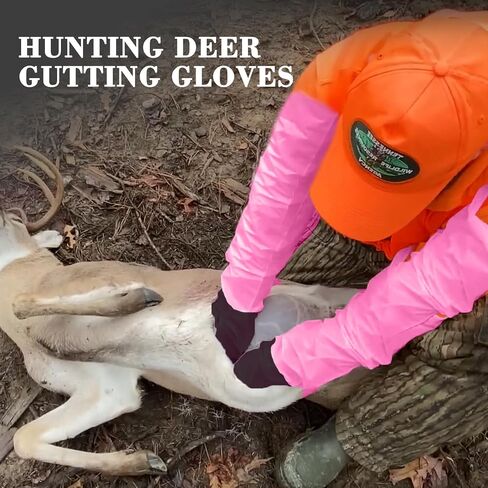 60 Pair Field Dressing Gloves Deer Gutting Hunting Cleaning Mittens Accessory Kit Include Disposable Arm Gloves and Short Nitrile Gloves Combo with 60 Pcs Rubber Bands Black Orange in Saudi Arabia
