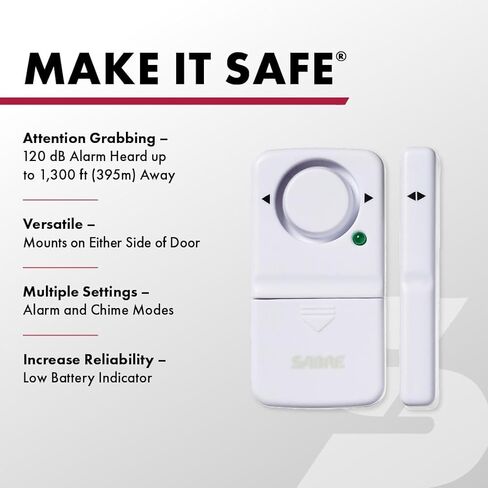 SABRE Wireless Home Security Door Window Burglar Alarm with LOUD 120 dB Siren, DIY EASY to Install in Kuwait