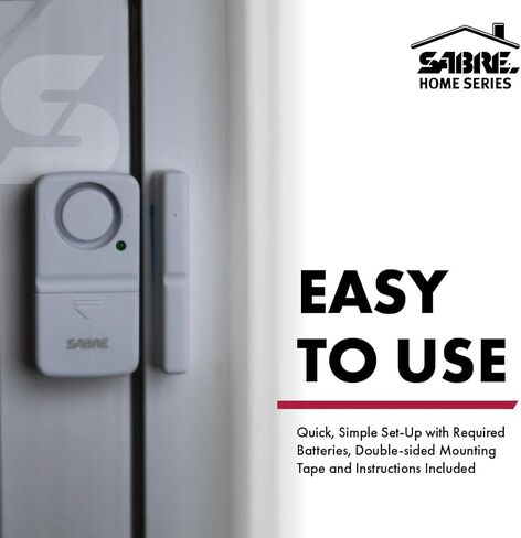SABRE Wireless Home Security Door Window Burglar Alarm with LOUD 120 dB Siren, DIY EASY to Install in Kuwait
