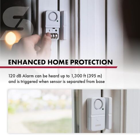 SABRE Wireless Home Security Door Window Burglar Alarm with LOUD 120 dB Siren, DIY EASY to Install in Kuwait