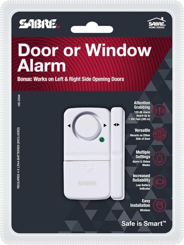 SABRE Wireless Home Security Door Window Burglar Alarm with LOUD 120 dB Siren, DIY EASY to Install in Kuwait