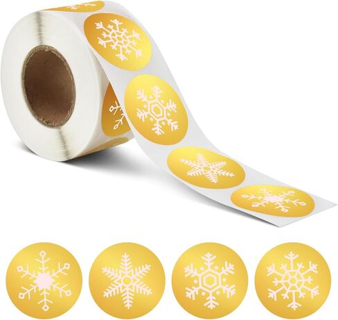 KATUMO Snowflakes Christmas Stickers, Holiday Stickers Envelope Stickers Family Classroom New Year Decor Presents Stickers 500Pcs Per Roll with 4 Different Designs in Saudi Arabia
