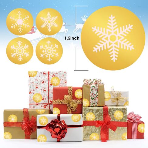 KATUMO Snowflakes Christmas Stickers, Holiday Stickers Envelope Stickers Family Classroom New Year Decor Presents Stickers 500Pcs Per Roll with 4 Different Designs in Saudi Arabia