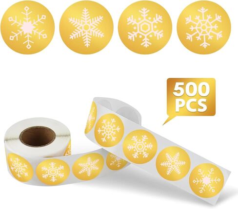 KATUMO Snowflakes Christmas Stickers, Holiday Stickers Envelope Stickers Family Classroom New Year Decor Presents Stickers 500Pcs Per Roll with 4 Different Designs in Saudi Arabia