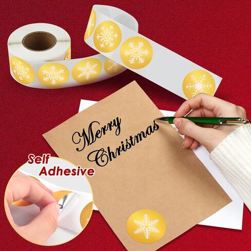 KATUMO Snowflakes Christmas Stickers, Holiday Stickers Envelope Stickers Family Classroom New Year Decor Presents Stickers 500Pcs Per Roll with 4 Different Designs in Saudi Arabia