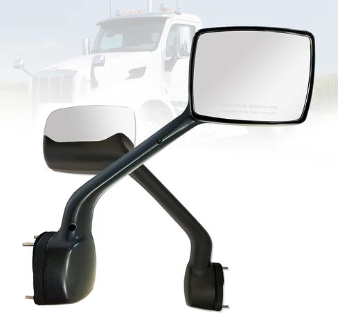 SPLENDID Chrome Replacement Hood Mirror w/Arm for 2013-2020 Kenworth T680, 2010-2017 Peterbilt 579, 587, Convex Wide Angle Mirror, Left Driver Side (OEM: L59-6003-201) in Saudi Arabia