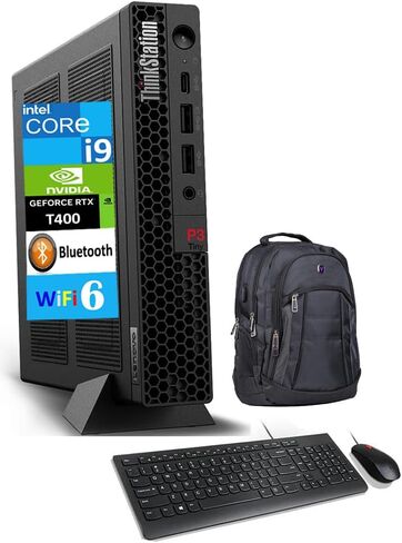 Lenovo ThinkStation P3 Tiny Workstation Mini Desktop (Intel i9-13900T vPro, T400 4GB, 16GB DDR5, 2x1TB SSD R0 (2TB), WiFi 6, Bluetooth 5.2, Win 11 Pro) w/Premium Backpack in Saudi Arabia