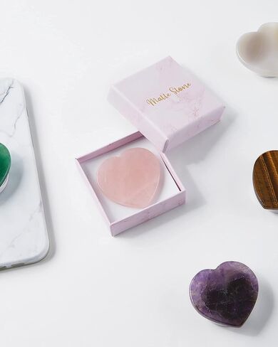 Natural Handmade Heart-Shaped Rose Quartz Collapsible Grip & Stand for Phones and Tablets (Rose Crystal) in Saudi Arabia