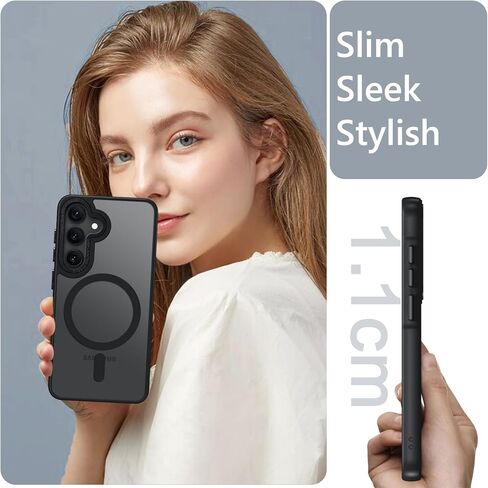 حافظة GUAGUA لهاتف Samsung Galaxy A54 متوافقة مع MagSafe Galaxy A54 حافظة مغناطيسية نحيفة شفافة غير لامعة ذات ملمس جلدي مقاوم للصدمات ومضادة للخدش لهاتف Samsung Galaxy A54 5G 6.4 بوصة، أسود in Kuwait