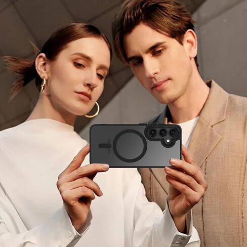 حافظة GUAGUA لهاتف Samsung Galaxy A54 متوافقة مع MagSafe Galaxy A54 حافظة مغناطيسية نحيفة شفافة غير لامعة ذات ملمس جلدي مقاوم للصدمات ومضادة للخدش لهاتف Samsung Galaxy A54 5G 6.4 بوصة، أسود in Kuwait