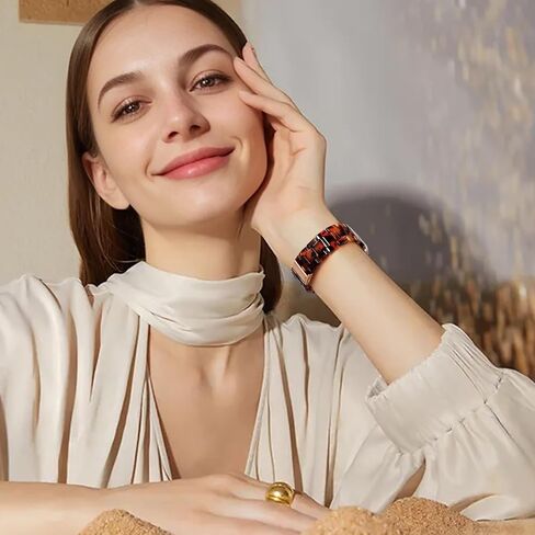 Light Resin Strap Compatible With Apple Watch band 38/40/41/42/44/45/46/49mm, Fashion and Durable Strap With Stainless Steel Buckle For iWatch Series 10/9/8/7/6/5/4/3/2/1/SE/Ultra/Ultra 2 in Kuwait