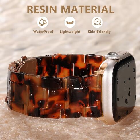 Light Resin Strap Compatible With Apple Watch band 38/40/41/42/44/45/46/49mm, Fashion and Durable Strap With Stainless Steel Buckle For iWatch Series 10/9/8/7/6/5/4/3/2/1/SE/Ultra/Ultra 2 in Kuwait