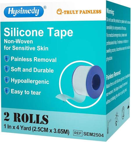 شريط طبي من السيليكون للبشرة الحساسة، 1 × 4 ياردات، شريط رموش 2 لفات لوصلات الرموش، لا يسبب الحساسية، شريط جراحي مقاوم للماء وقابل لإعادة الوضع للعناية بالجروح in Kuwait