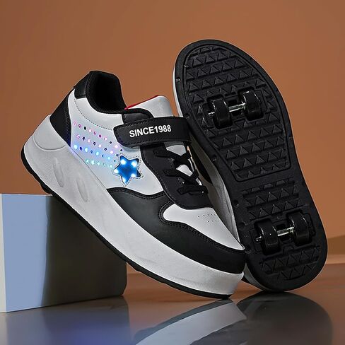 YUNICUS Roller Shoes for Girls Boys Kid Light Up Sneakers with Wheels in Kuwait