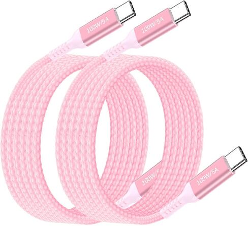 100W USB-C to USB-C Long Charging Cable 10FT 2Pack,Type-C Fast Charge Nylon Braided Cord for Apple-iPhone 15,Sam Sung Galaxy S22/S21,MacBook Pro,iPad Mini 6,iPad Air 5 4,Google Pixel 6,PS5 Controller in Kuwait