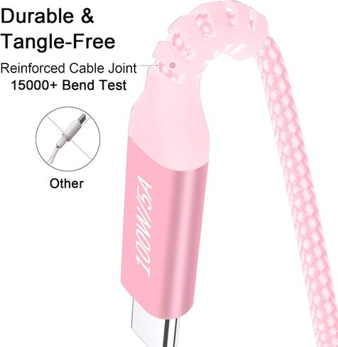 100W USB-C to USB-C Long Charging Cable 10FT 2Pack,Type-C Fast Charge Nylon Braided Cord for Apple-iPhone 15,Sam Sung Galaxy S22/S21,MacBook Pro,iPad Mini 6,iPad Air 5 4,Google Pixel 6,PS5 Controller in Kuwait