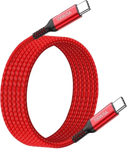 100W USB-C to USB-C Long Charging Cable 10FT 2Pack,Type-C Fast Charge Nylon Braided Cord for Apple-iPhone 15,Sam Sung Galaxy S22/S21,MacBook Pro,iPad Mini 6,iPad Air 5 4,Google Pixel 6,PS5 Controller in Kuwait