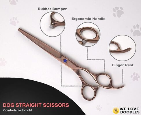 Dog Grooming Scissors Kit With Rounded Blunt Tips - Straight, Curved & Thinning Shears - Best Tools For Goldendoodles, Poodles & Doodles - Professional Grade Steel, 4 Pc Set [We Love Doodles] in Saudi Arabia