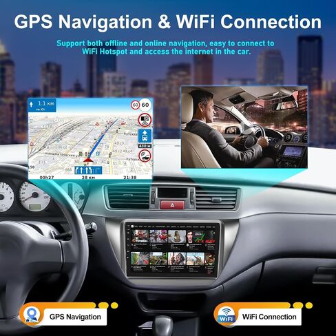 2G+64G Android 13 Car Stereo for Mitsubishi Lancer 2002-2007 with HiFi, Wireless Apple Carplay Android Auto 9" Touch Screen Bluetooth Car Radio with GPS Navigation WiFi FM AHD Backup Camera in Saudi Arabia