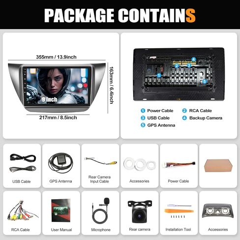 2G+64G Android 13 Car Stereo for Mitsubishi Lancer 2002-2007 with HiFi, Wireless Apple Carplay Android Auto 9" Touch Screen Bluetooth Car Radio with GPS Navigation WiFi FM AHD Backup Camera in Saudi Arabia