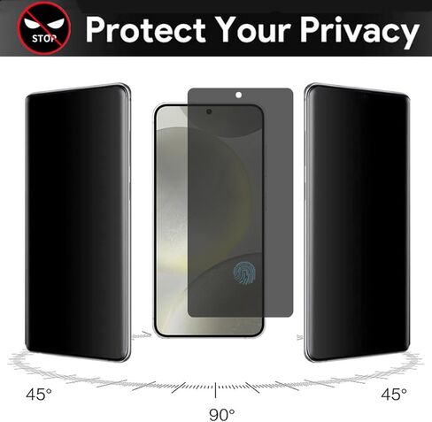 واقي شاشة الخصوصية لهاتف Samsung Galaxy S24 - [عبوة من قطعتين] [صديق للحافظة] [مضاد للوهج] [مضاد للتجسس] طبقة حماية للشاشة لهاتف Samsung Galaxy S24 【زجاج غير مقسى in Kuwait