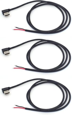 20AWG Short USB A Male 2 Pin Bare Wire,0.3M/1FT 1PCS USB 2.0 90 Degree Male Pigtail Power 5V 5A Cable for USB Equipment Installed & Replace Repair in Saudi Arabia