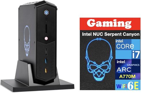 كمبيوتر مكتبي صغير للألعاب Intel NUC Serpent Canyon i7-12700H، ARC A770M 16 جيجابايت، 32 جيجابايت DDR4، 4 تيرابايت PCIe SSD، 2 Thunderbolt 4، WiFi 6E، بلوتوث 5.3، 330 واط PSU، Win 11 Home مع موسع منفذ USB DKZ in Kuwait