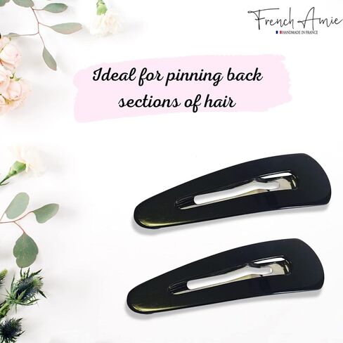 مجموعة أسيتات السيليلويد الكبيرة المصنوعة يدويًا من French Amie Clic Clac مكونة من مشبكين شعر سريعين مانعين للانزلاق للنساء والفتيات (أبيض طوكيو) in Kuwait