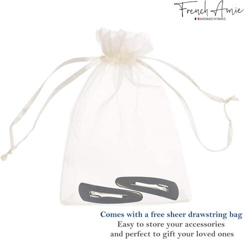 مجموعة أسيتات السيليلويد الكبيرة المصنوعة يدويًا من French Amie Clic Clac مكونة من مشبكين شعر سريعين مانعين للانزلاق للنساء والفتيات (أبيض طوكيو) in Kuwait