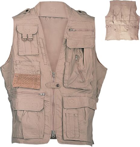 Humvee Safari Photography Vest For Men, Women, Unisex - Vest for Hunting, Fishing, Camping, Travel, Hiking, Outdoor - 100% Cotton, Khaki, Large, Christmas Gift in Kuwait