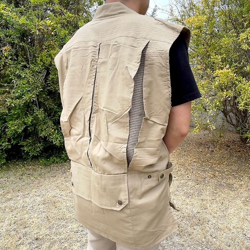Humvee Safari Photography Vest For Men, Women, Unisex - Vest for Hunting, Fishing, Camping, Travel, Hiking, Outdoor - 100% Cotton, Khaki, Large, Christmas Gift in Kuwait