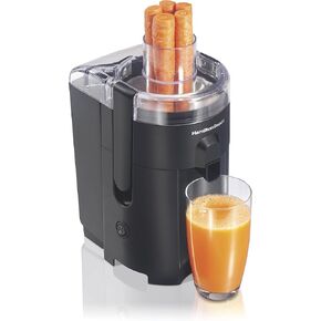 Hamilton Beach HealthSmart Juicer Machine, Compact Centrifugal Extractor, 2.4" Feed Chute for Fruits and Vegetables, Easy to Clean, BPA Free, 400W, Black and Gray (67502)