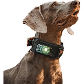 OneTigirs Tactical Airtag Dog Collar, Military Dog Collar Heavy Duty Training Dog Collar a Pouch, Adjustable GPS Dog Collar for AirTag with Control Handle for Medium Large Dogs (XL)