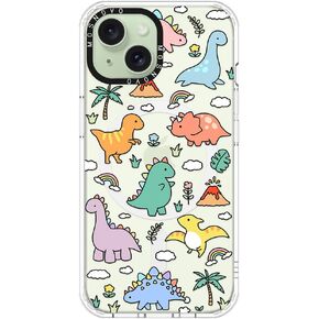 MOSNOVO Case for iPhone 15, [Compatible with Magsafe] [Buffertech 6.6ft Military-Grade Drop Protection] [Anti Peel Off Tech] Clear Phone Case Design - Dinosaur Land
