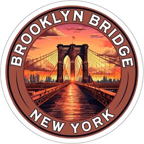 Brooklyn Bridge New York Sticker Travel Weatherproof Souvenir Decal Vinyl Small Waterproof for Water Bottle Mug Passport Notebook Laptop Computer Phone Car Stickers Size 4" ID44990