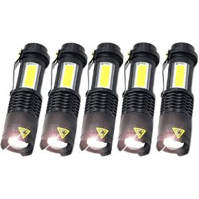 MODOAO COB LED Flashlights,Ultra Bright 4 Modes Mini Handheld Torch,Waterproof Pocket Lights for Emergency and Outdoor and Camping Use(5 Pack)