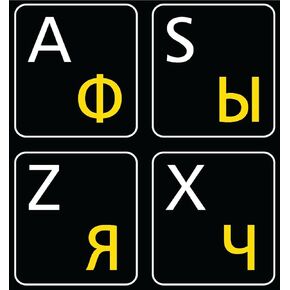 Russian-English Non Transparent Black Background Keyboard Stickers for Computer LAPTOPS Desktop