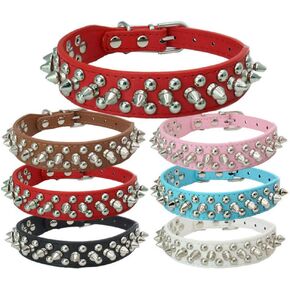 Spiked Dog Collar Small Rivet Spike Studded Puppy Girl Female Boy Little Cat Kitten Adjustable Collars Pu Leather for XSmall Small Medium Large Breed Male Spiky Stud Mushrooms Collar Black XS
